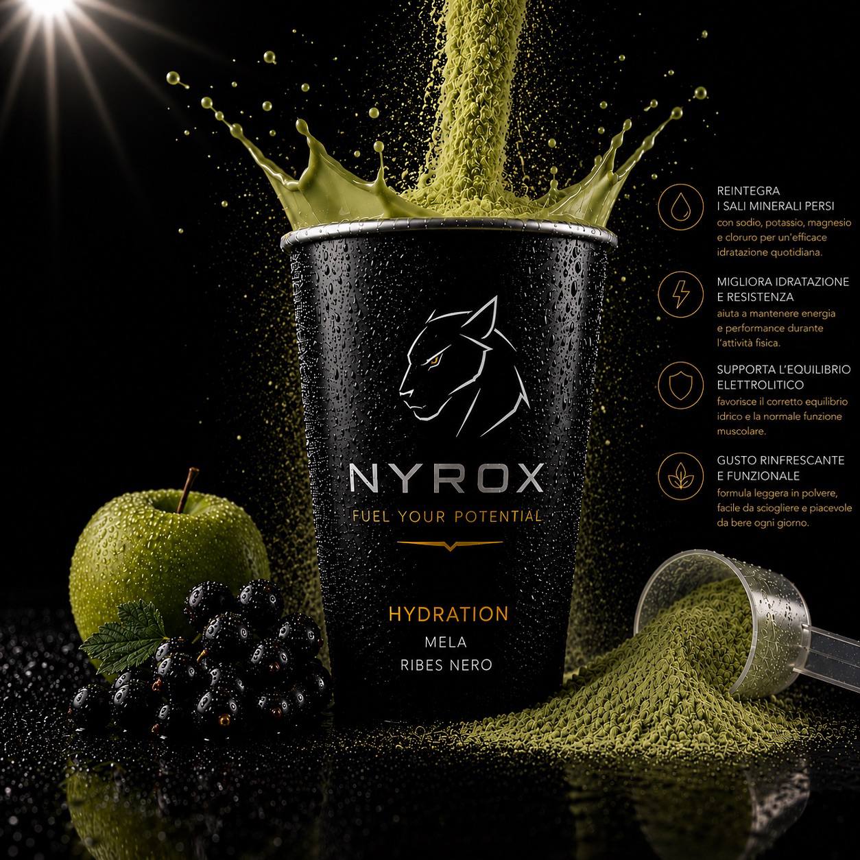 NYROX Elettroliti Mela e Ribes Nero